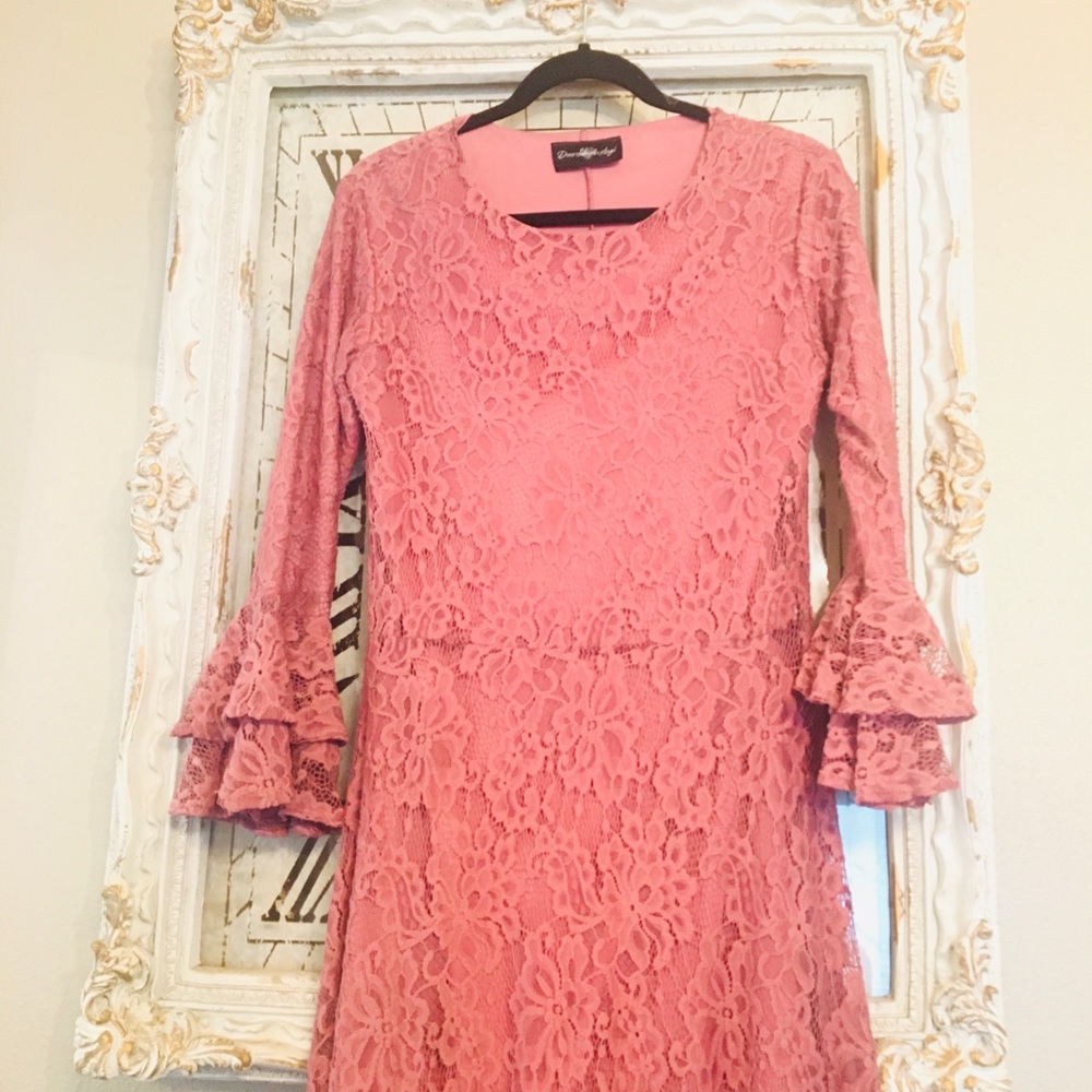 Dress Like an Angel blush lace dress